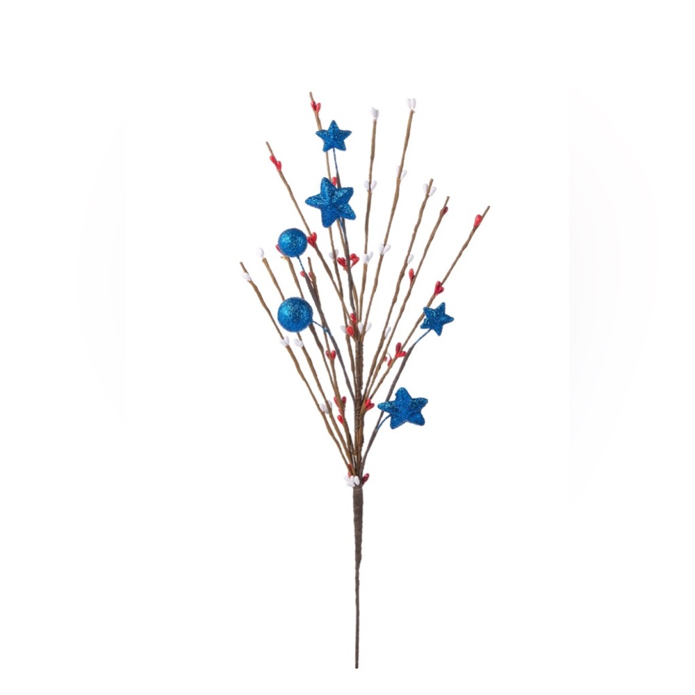 Brand New-Artificial Berry Stems with Star 4th of July Patriotic Branch